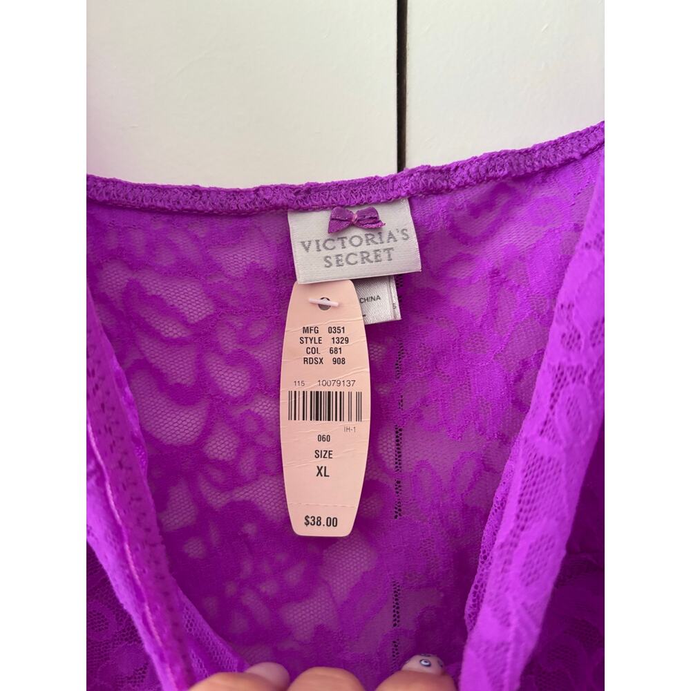 Victoria’s Secret Purple Lace Chemise Nightgown Sleep Dress XL NWT Adjustable - Picture 3 of 6